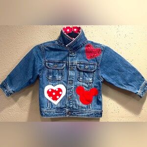 2004 Gymboree Girl's Minnie Mouse Bling Heart Denim Jacket; Sz 3